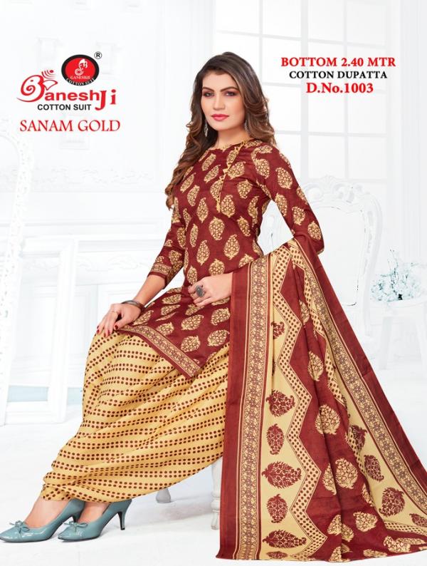 Ganeshji Sanam Gold Vol-1 indo cotton Designer Patiyala Dress Material